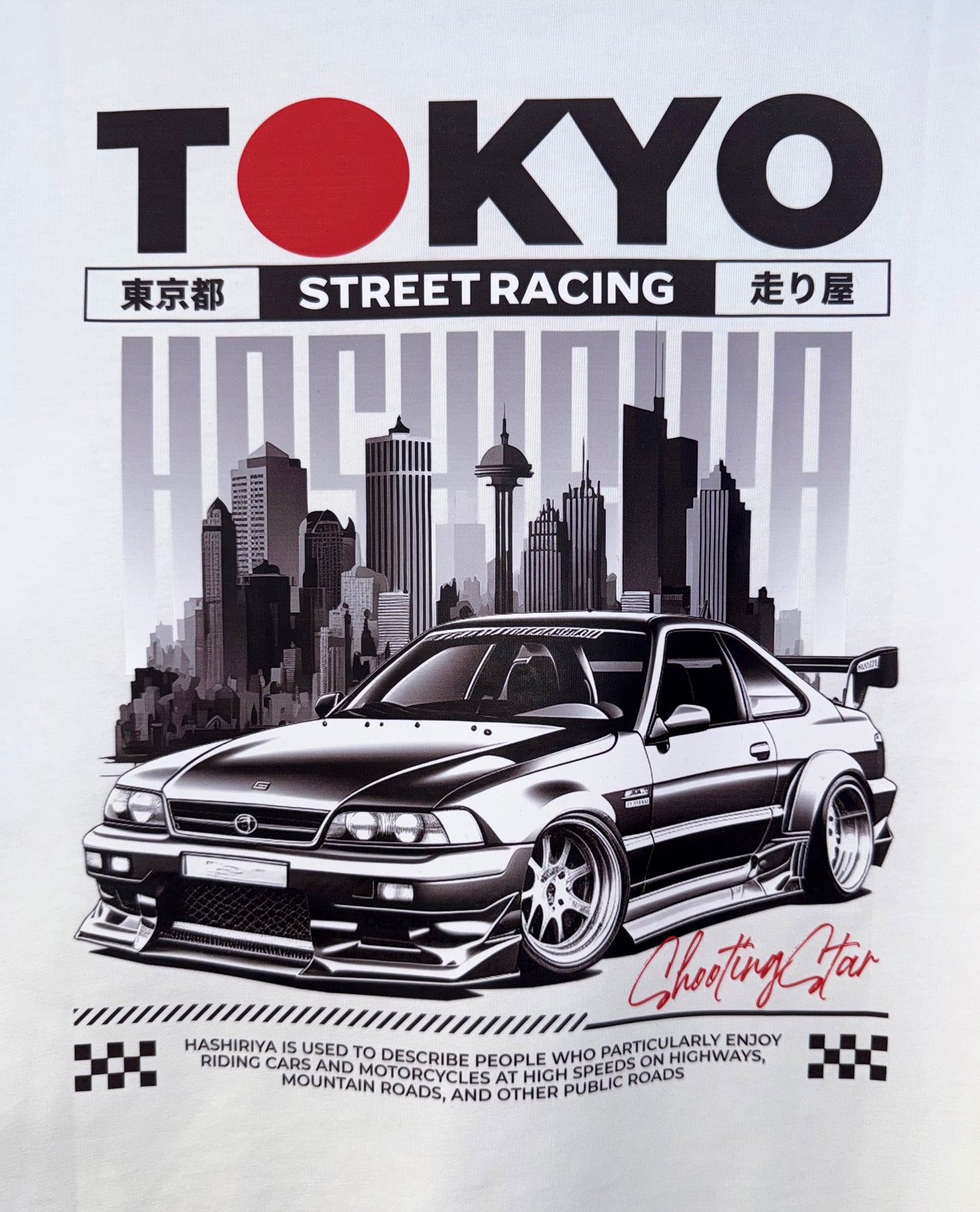 Turbo Nami Graphic Tee Black & White Tokyo GTR