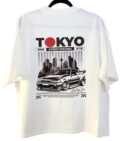 Turbo Nami Graphic Tee Black & White Tokyo GTR
